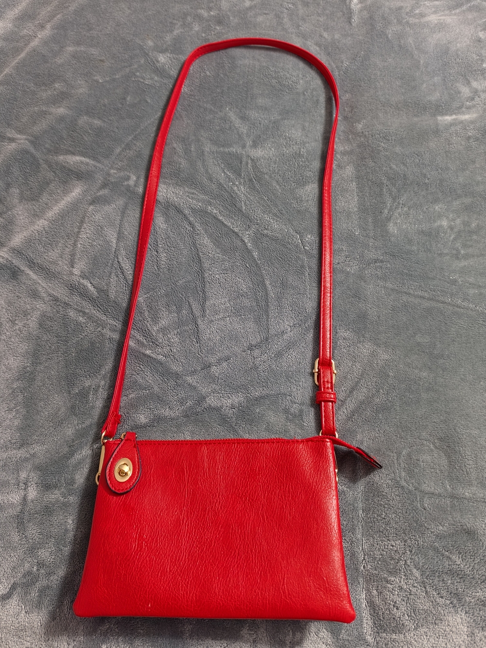 Red Leather Crossbody Bag - Classic Minimalist Shoulder Purse